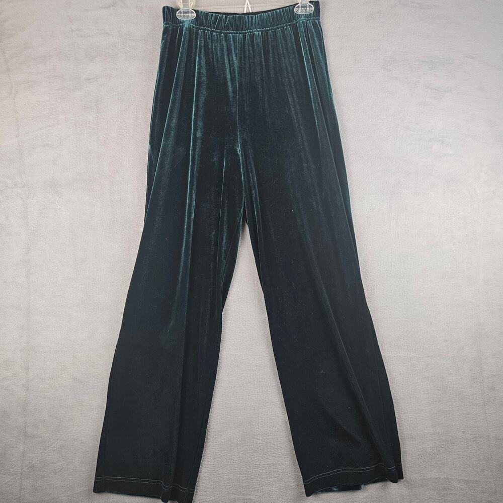 Vintage Bob Mackie Wearable Art Green Velour Velvet Pull-on Pants size Medium